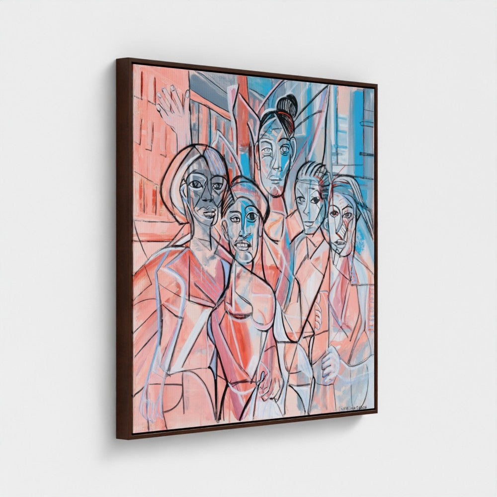 prodigi-media-sync:v1:Les Demoiselles d’Vogue:framed-canvas/brown/angled