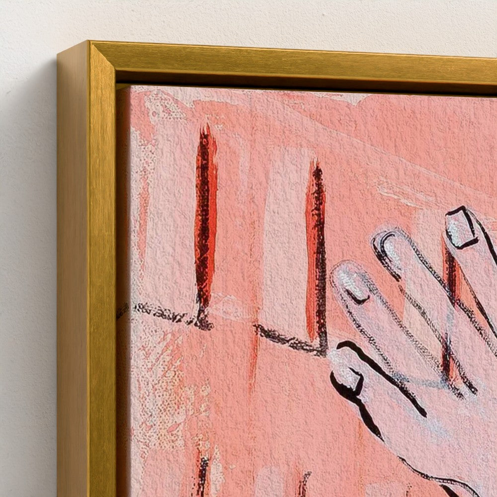 prodigi-media-sync:v1:Les Demoiselles d’Vogue:framed-canvas/gold/closeup