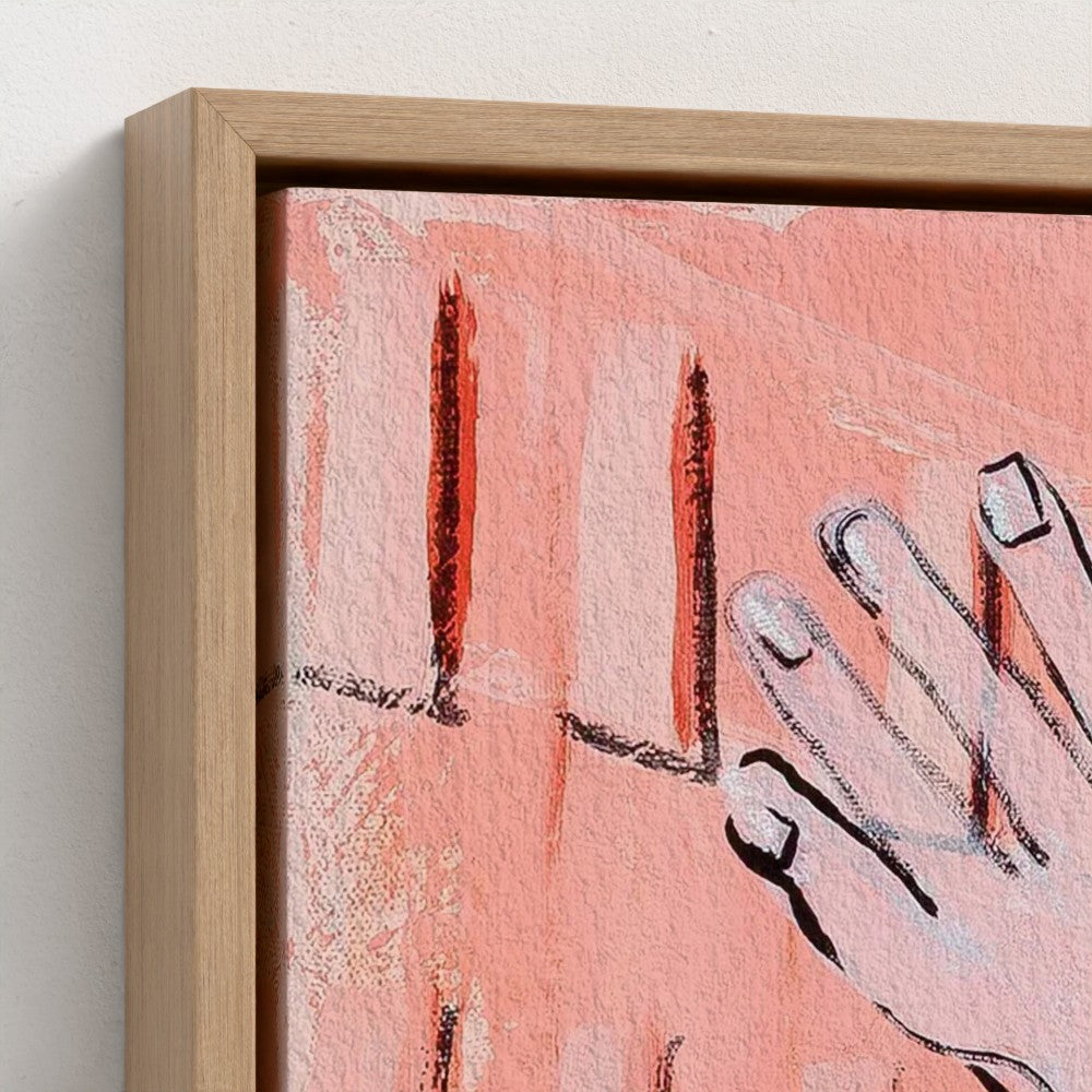prodigi-media-sync:v1:Les Demoiselles d’Vogue:framed-canvas/natural/closeup