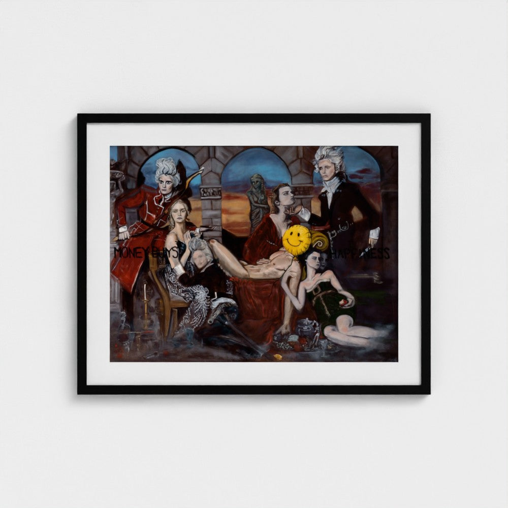 prodigi-media-sync:v1:Money Buys Happiness:classic-framed-mat/black/headon