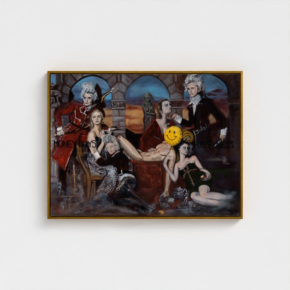 prodigi-media-sync:v1:Money Buys Happiness:framed-canvas/gold/headon