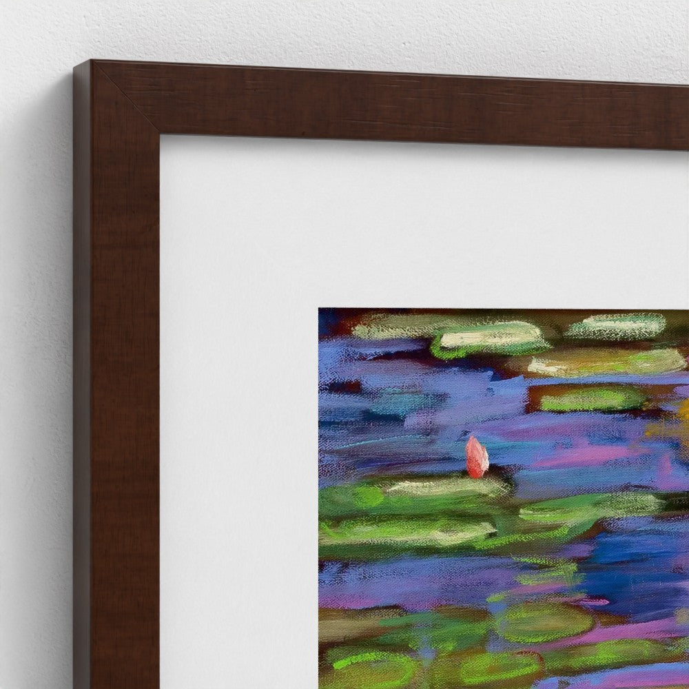 prodigi-media-sync:v1:Water Lilies 3:classic-framed-mat/brown/closeup
